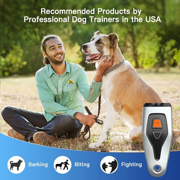 Dual Probe Dual Drive Ultrasonic Stop Barker Pet Trainer(Silver Gray) - Training Aids by PMC Jewellery | Online Shopping South Africa | PMC Jewellery | Buy Now Pay Later Mobicred