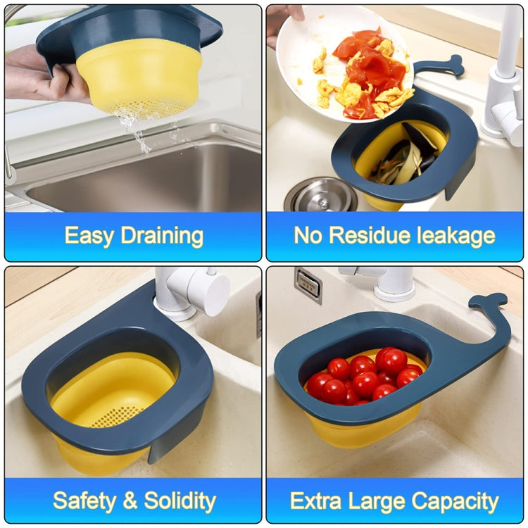 Multifunctional Whale-shaped Foldable Kitchen Fruit and Vegetable Draining Basket(Yellow Blue) - Filters by PMC Jewellery | Online Shopping South Africa | PMC Jewellery | Buy Now Pay Later Mobicred