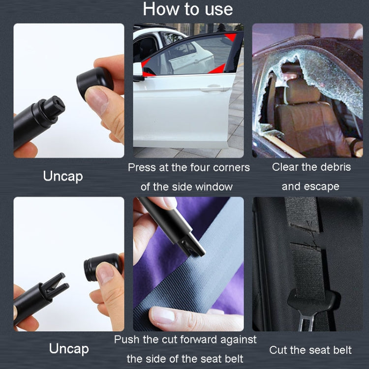 Car Emergency Life-Saving Safety Hammer Multifunctional Fast Window Breaker For Vehicle 2 In 1(Black) - free shipping - PMC TechLife - Order now!