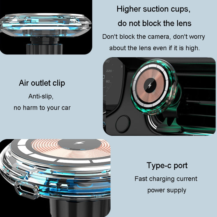For iPhone Magsafe Magnetic Car Wireless Charger Phone Holder Light Emitting Wireless Charger, Style: Ice Blue Breathe Light - Wireless Charger Holders by PMC TechLife | Online Shopping South Africa | PMC TechLife | Buy Now Pay Later Mobicred