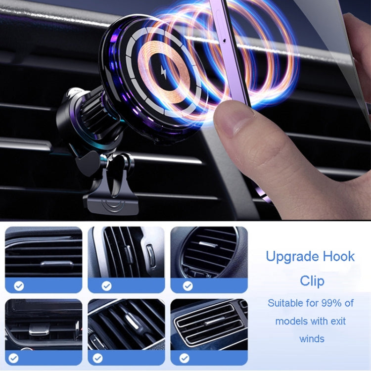 For iPhone Magsafe Magnetic Car Wireless Charger Phone Holder Light Emitting Wireless Charger, Style: Ice Blue Breathe Light - Wireless Charger Holders by PMC TechLife | Online Shopping South Africa | PMC TechLife | Buy Now Pay Later Mobicred