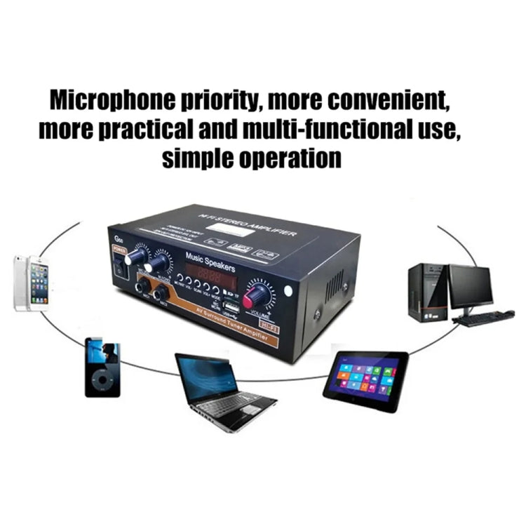 Bluetooth Built-in Recording Microphone USB Flash Drive Digital Dual-purpose Power Amplifier(EU Plug 220V) - Car Amplifiers by PMC Jewellery | Online Shopping South Africa | PMC Jewellery | Buy Now Pay Later Mobicred