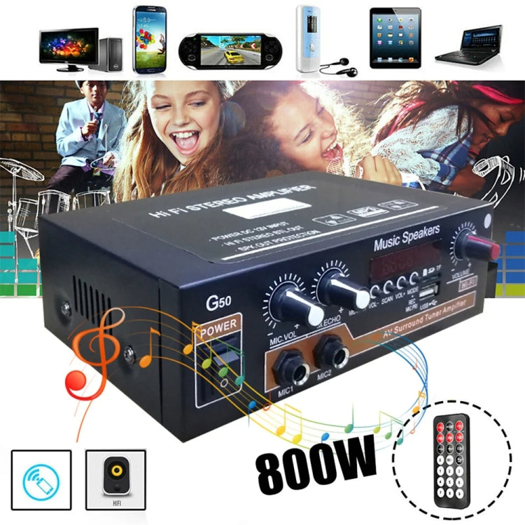 Bluetooth Built-in Recording Microphone USB Flash Drive Digital Dual-purpose Power Amplifier(US Plug 110V) - Car Amplifiers by PMC Jewellery | Online Shopping South Africa | PMC Jewellery | Buy Now Pay Later Mobicred