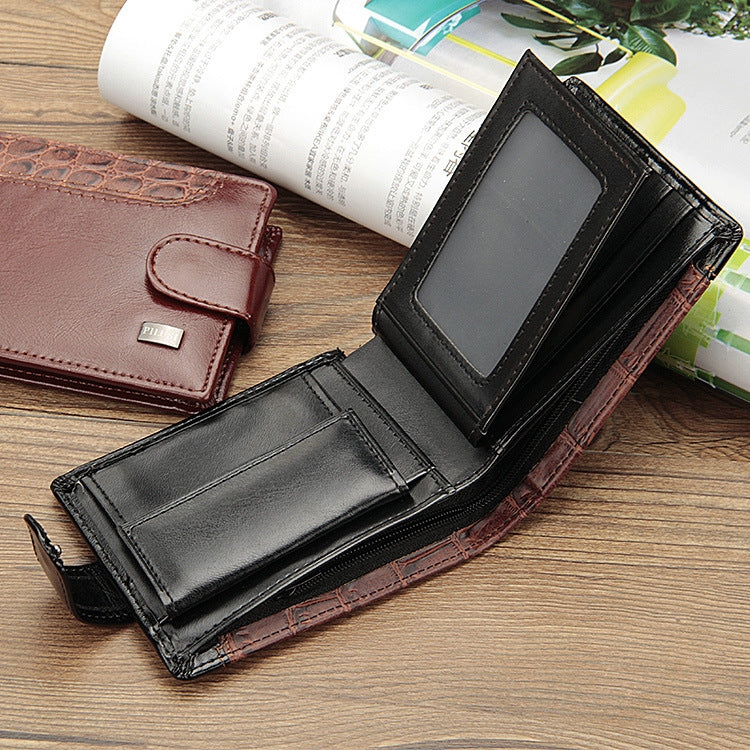 Baellerry M1078 Splicing Leather Casual Men Wallet With Buckle Multi-Card Slot Coin Purse(Brown) - Wallets by Baellerry | Online Shopping South Africa | PMC TechLife | Buy Now Pay Later Mobicred