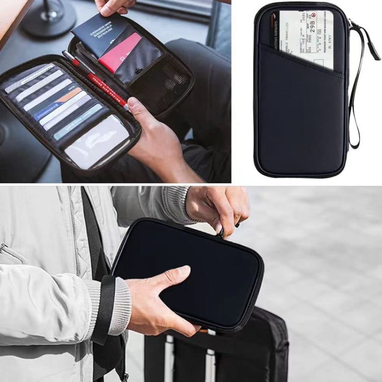 RFID Anti-Theft Certificate Storage Package Oxford Cloth Handheld Travel Passport Card Bag(Black) - Antimagnetic RFID Package by PMC Jewellery | Online Shopping South Africa | PMC Jewellery