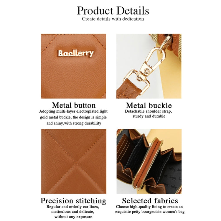 Baellerry N0111 Large Capacity Vertical Double-zipper Phone Bag Single-shoulder Messenger Bag(Apricot) - Single-shoulder Bags by Baellerry | Online Shopping South Africa | PMC Jewellery