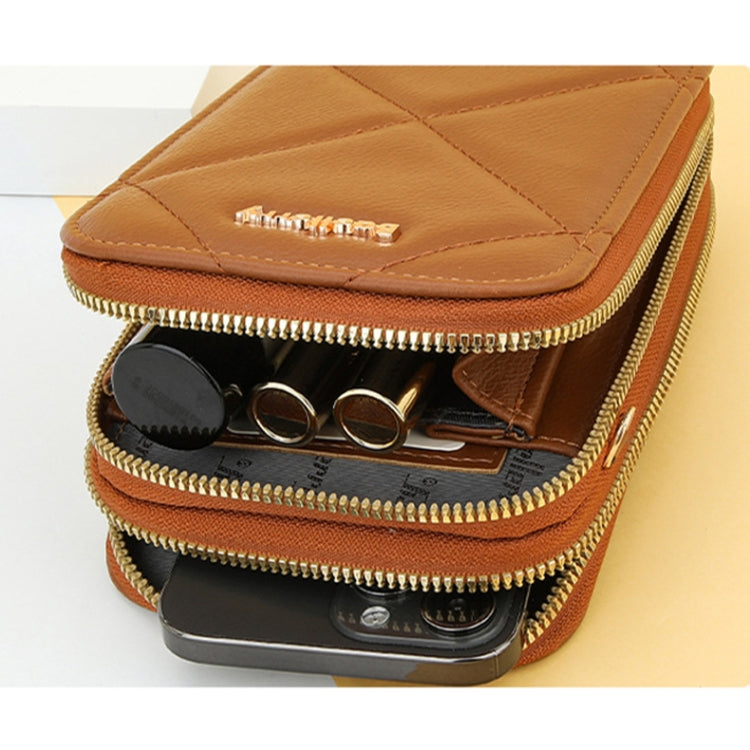 Baellerry N0111 Large Capacity Vertical Double-zipper Phone Bag Single-shoulder Messenger Bag(Apricot) - Single-shoulder Bags by Baellerry | Online Shopping South Africa | PMC Jewellery