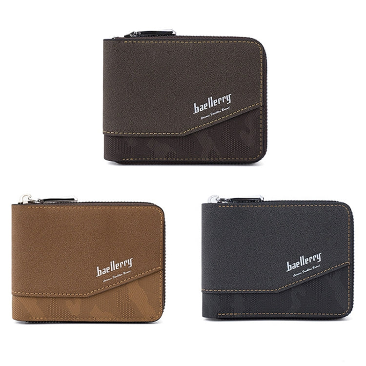 Baellerry D5106 RFID Anti-theft Retro Zipper Wallet Spliced Short Coin Purse(Light Brown) - free shipping - PMC TechLife - Order now!