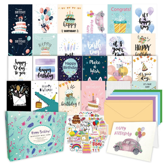 50pcs /Set Happy Birthday Greeting Card With Envelopes And Stickers Set - Cards & Invitations by PMC Jewellery | Online Shopping South Africa | PMC Jewellery