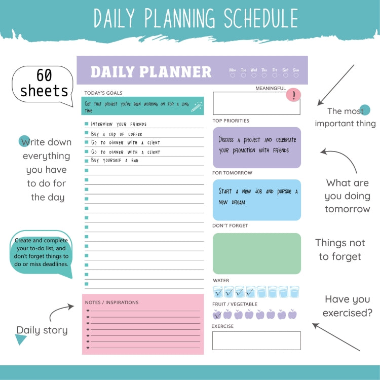 60pages /Book Weekly Planning Note Pad Schedule Time Management Planning Notebook(Jh002) - Notebooks by PMC Jewellery | Online Shopping South Africa | PMC Jewellery