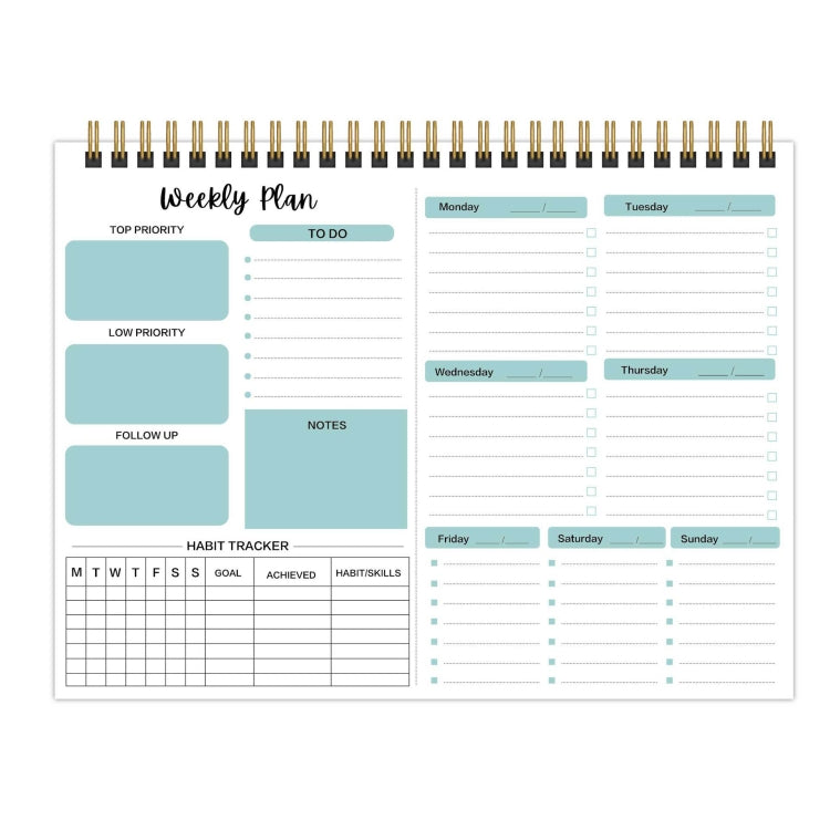 A4 54sheets /Book  English Weekly Planner Coil Schedule Planning Note Pad(A Type) - Notebooks by PMC Jewellery | Online Shopping South Africa | PMC Jewellery