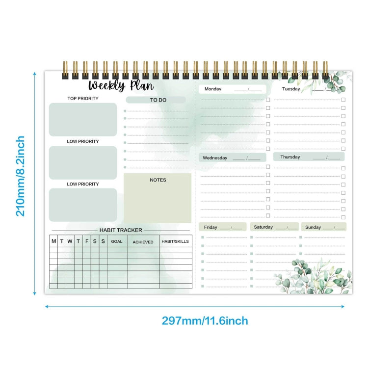 A4 54sheets /Book  English Weekly Planner Coil Schedule Planning Note Pad(B Type) - Notebooks by PMC Jewellery | Online Shopping South Africa | PMC Jewellery