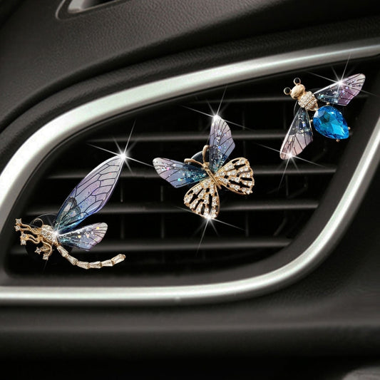 3pcs/set Metal Butterfly Dragonfly Bee Car Air Vent Aromatherapy Decorative Clip(Blue) - Air Freshener by PMC Jewellery | Online Shopping South Africa | PMC Jewellery | Buy Now Pay Later Mobicred