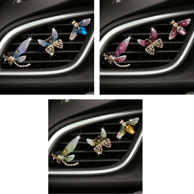 3pcs/set Metal Butterfly Dragonfly Bee Car Air Vent Aromatherapy Decorative Clip(Green) - Air Freshener by PMC TechLife | Online Shopping South Africa | PMC TechLife | Buy Now Pay Later Mobicred