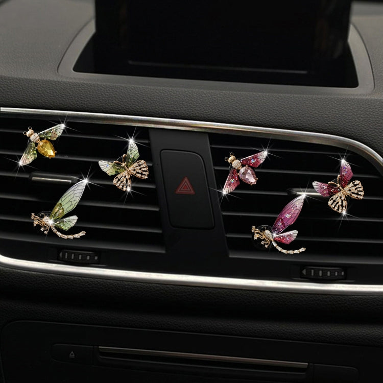 3pcs/set Metal Butterfly Dragonfly Bee Car Air Vent Aromatherapy Decorative Clip(Blue) - free shipping - PMC TechLife - Order now!