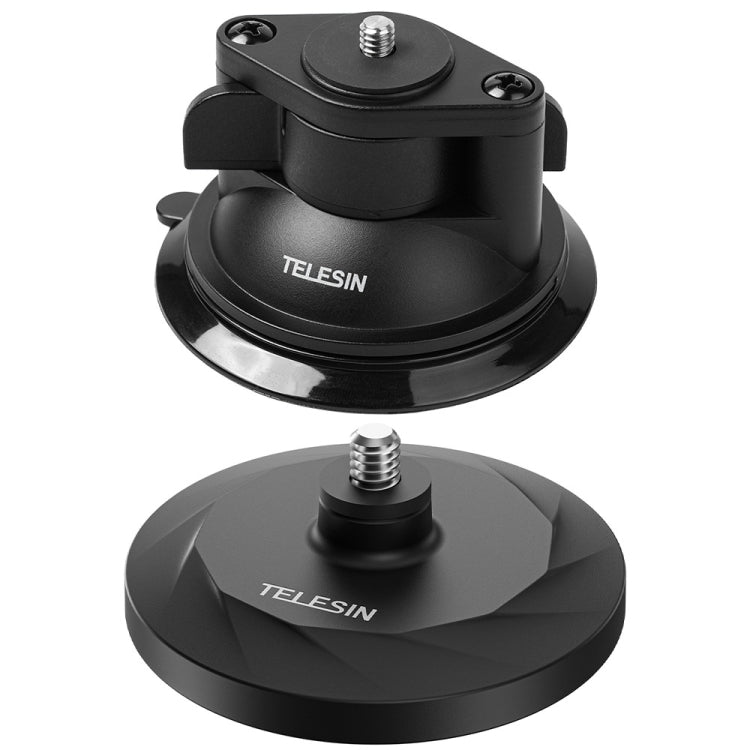 TELESIN Magnetic Base With 1/4 Inch Interface for DJI Pocket 3 / Insta360 Camera & Smart Phones With Suction Cup Base Set - Mount & Holder by TELESIN | Online Shopping South Africa | PMC Jewellery | Buy Now Pay Later Mobicred