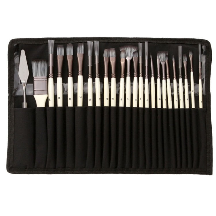 ZHU TING 24pcs /Set Nylon Bristle Paintbrush Set Painting Watercolor Brushes With Cloth Bag(White Rod) - free shipping - PMC TechLife - Order now!
