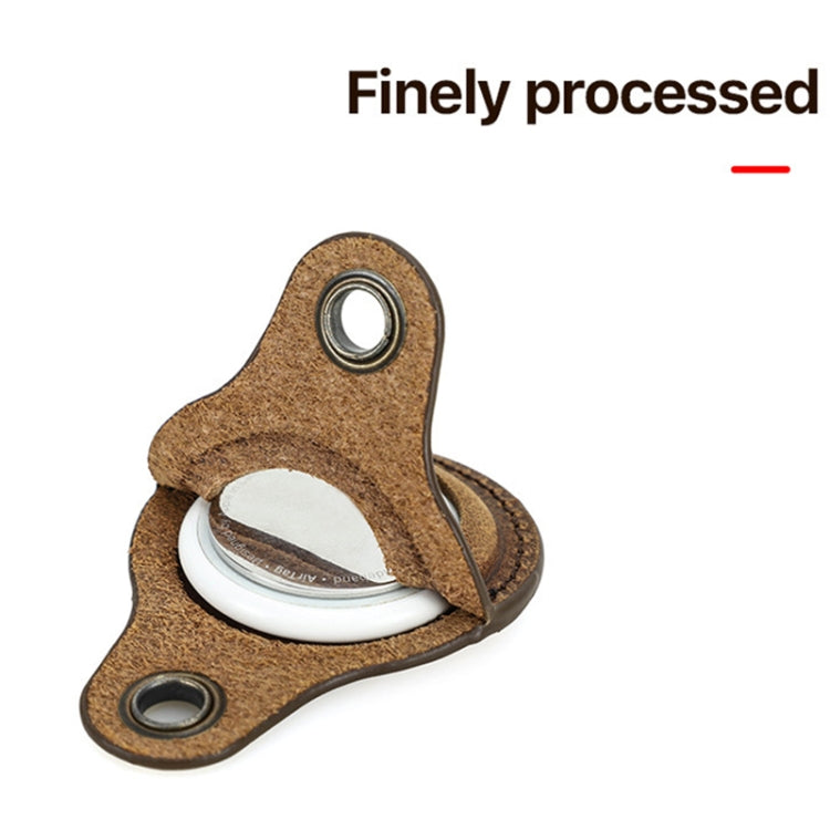 For Airtag CONTACTS FAMILY CF1139 First-layer Cowhide Tracker Protective Case Pet Locator Leather Case(Dark Brown) - Key Chain Series by CONTACTS FAMILY | Online Shopping South Africa | PMc TechLife | Buy Now Pay Later Mobicred
