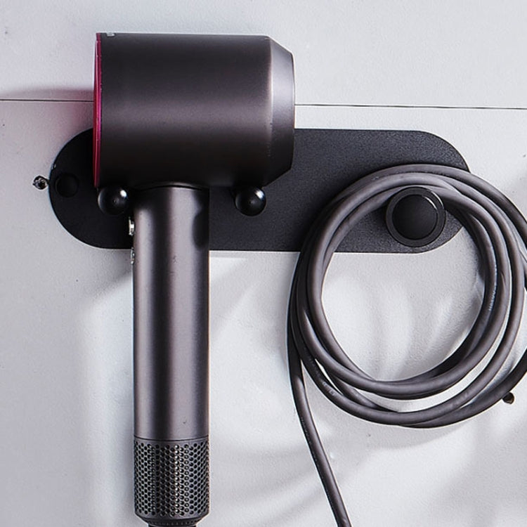 Wall Mounted Hair Dryer Holder Hole-Free Bathroom Space Aluminum Multifunctional Shelf, Style: Small Black - Shelves by PMC TechLife | Online Shopping South Africa | PMC TechLife