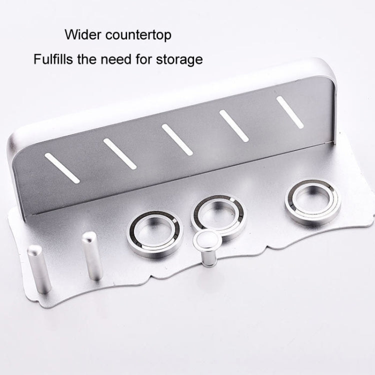 Wall Mounted Hair Dryer Holder Hole-Free Bathroom Space Aluminum Multifunctional Shelf, Style: Small With 2 Loops Black - Shelves by PMC TechLife | Online Shopping South Africa | PMC TechLife