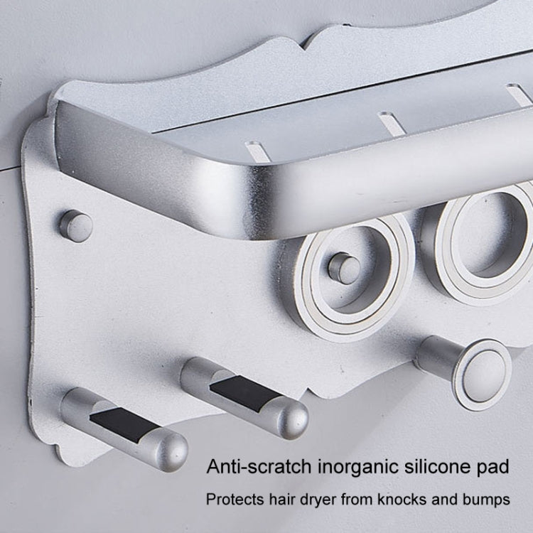 Wall Mounted Hair Dryer Holder Hole-Free Bathroom Space Aluminum Multifunctional Shelf, Style: Small Black - Shelves by PMC TechLife | Online Shopping South Africa | PMC TechLife