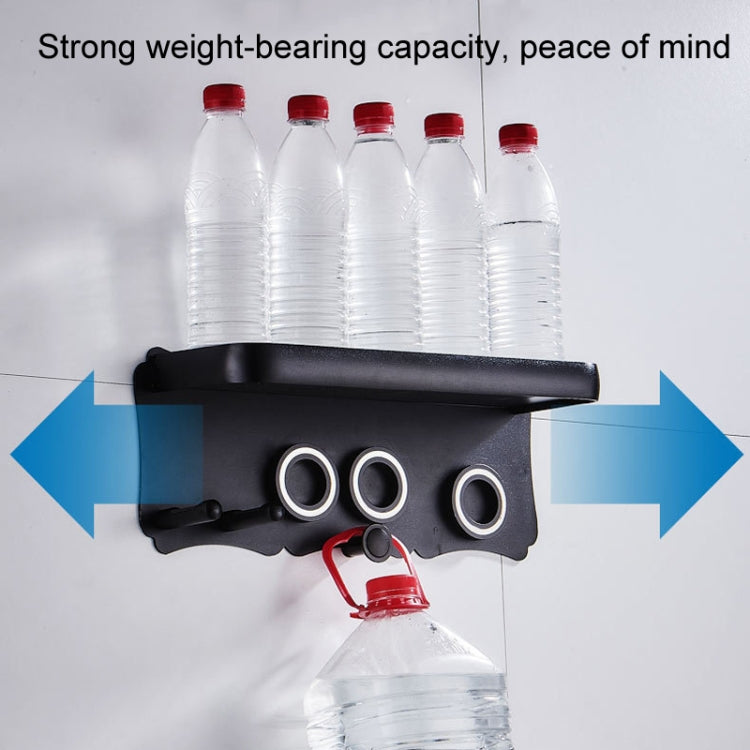 Wall Mounted Hair Dryer Holder Hole-Free Bathroom Space Aluminum Multifunctional Shelf, Style: Small With 2 Loops Black - Shelves by PMC TechLife | Online Shopping South Africa | PMC TechLife