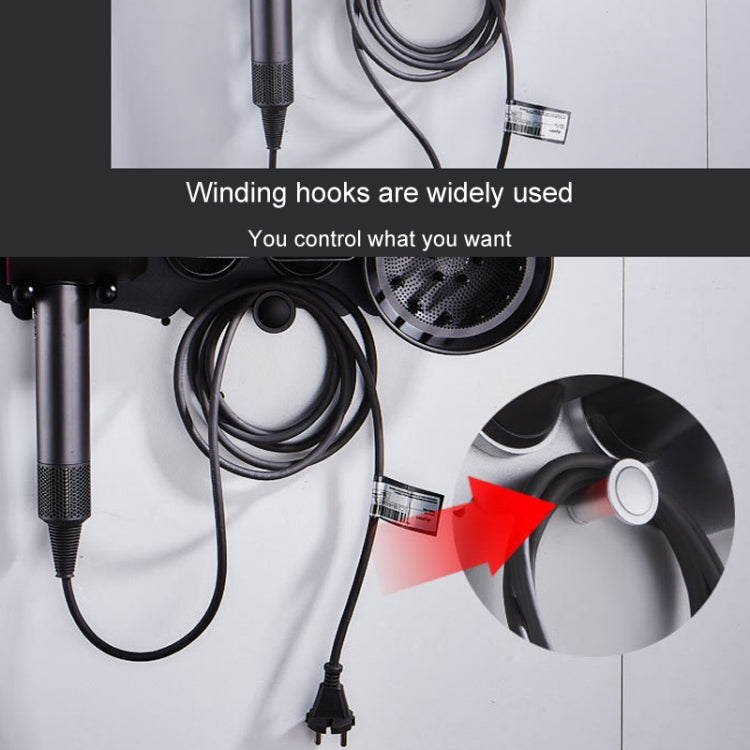 Wall Mounted Hair Dryer Holder Hole-Free Bathroom Space Aluminum Multifunctional Shelf, Style: Small With 2 Loops Black - Shelves by PMC TechLife | Online Shopping South Africa | PMC TechLife