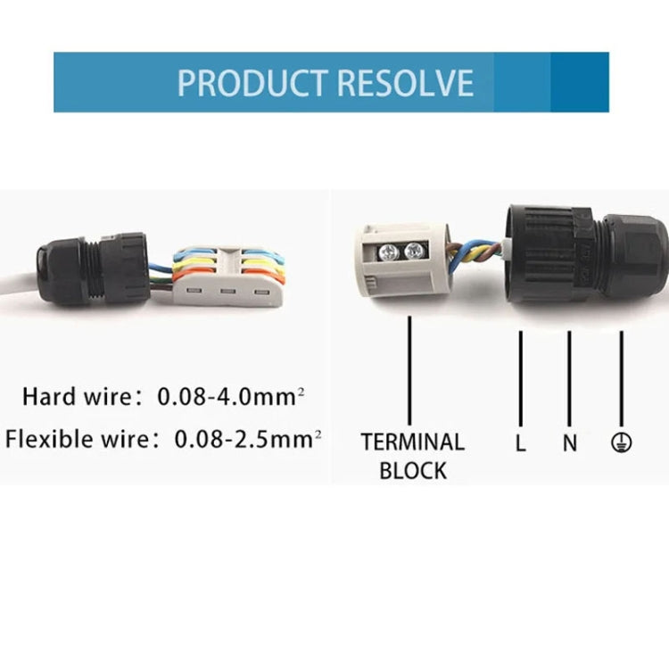 Outdoor T-Wire Terminal Block Three Pole Male And Female Docking Waterproof Connector(Black) - Connector & Plug by PMC TechLife | Online Shopping South Africa | PMC TechLife | Buy Now Pay Later Mobicred