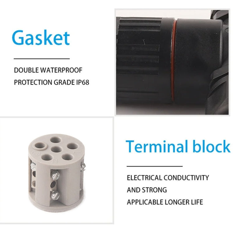 Outdoor T-Wire Terminal Block Five Pole Male And Female Docking Waterproof Connector(Black) - Connector & Plug by PMC TechLife | Online Shopping South Africa | PMC TechLife | Buy Now Pay Later Mobicred