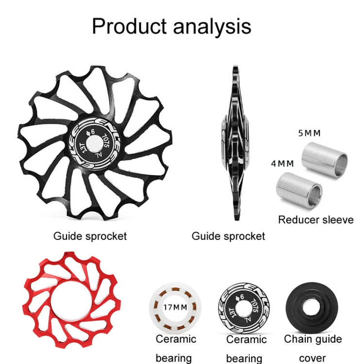 ENLEE Mountain Bicycle Rear Derailleur Guide Wheel Ceramic Bearing Tension Pulley, Size: 11T(Blue) - Guide wheels by ENLEE | Online Shopping South Africa | PMC Jewellery