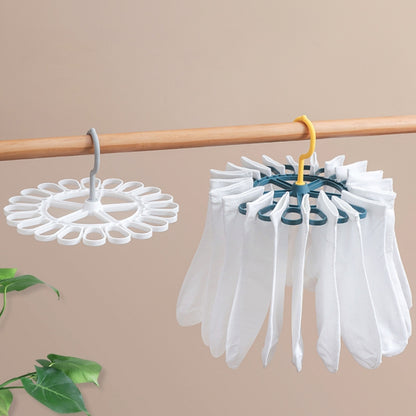 360 Degree Rotatable Sock Hanger With 20 Clips Round Laundry Drying Rack(White) - Shelf & Hooks by PMC Jewellery | Online Shopping South Africa | PMC Jewellery