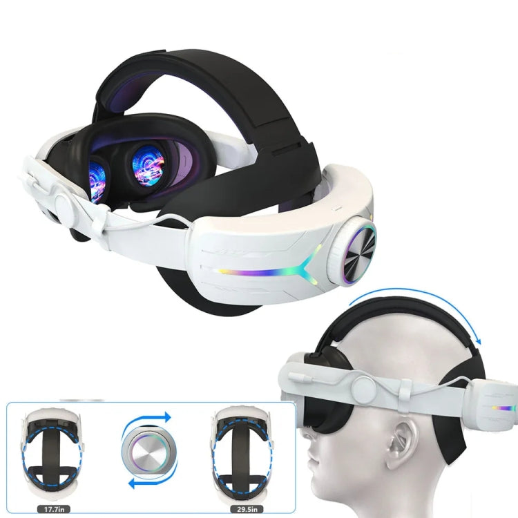 For Meta Quest 3 USB Rechargeable RGB Lighting Effect Adjustable Foldable Headset(Black) - VR Accessories by PMC TechLife | Online Shopping South Africa | PMC TechLife | Buy Now Pay Later Mobicred