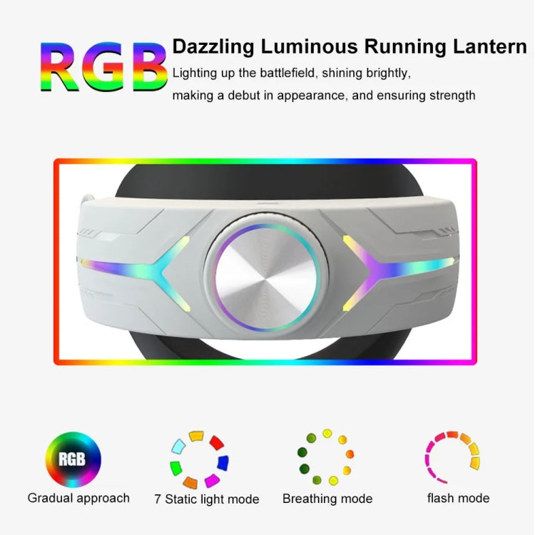 For Meta Quest 3 USB Rechargeable RGB Lighting Effect Adjustable Foldable Headset(White) - VR Accessories by PMC TechLife | Online Shopping South Africa | PMC TechLife