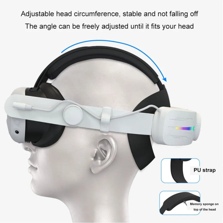 For Meta Quest 3 USB Rechargeable RGB Lighting Effect Adjustable Foldable Headset(Black) - VR Accessories by PMC TechLife | Online Shopping South Africa | PMC TechLife | Buy Now Pay Later Mobicred