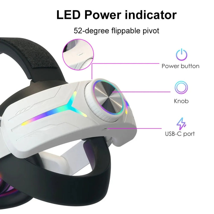 For Meta Quest 3 USB Rechargeable RGB Lighting Effect Adjustable Foldable Headset(Black) - VR Accessories by PMC TechLife | Online Shopping South Africa | PMC TechLife | Buy Now Pay Later Mobicred