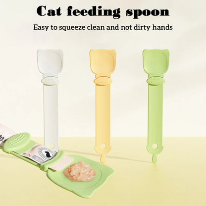 Cat Feeder Cat Strip Squeezer Pet Snack Minced Meat Feeding Spoon(Beige) - Food Bowls by PMC Jewellery | Online Shopping South Africa | PMC Jewellery