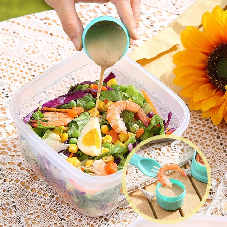 Microwaveable Double Layer Salad Container Picnic Lunch Box with Fork Spoon, Spec: White/Large - Cutlery Sets by PMC Jewellery | Online Shopping South Africa | PMC Jewellery