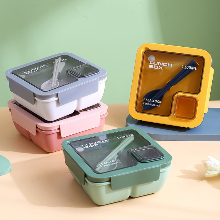 Square Microwaveable Lunch Box Hermetic Bento Box with Spoon Chopsticks(Pink) - Cutlery Sets by PMC TechLife | Online Shopping South Africa | PMC TechLife