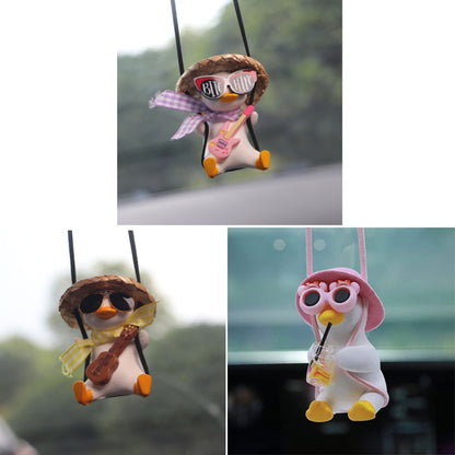 Car Cartoon Duck Rear View Mirror Interior Pendant(Brown Guitar Duck) - Ornaments by PMC Jewellery | Online Shopping South Africa | PMC Jewellery | Buy Now Pay Later Mobicred