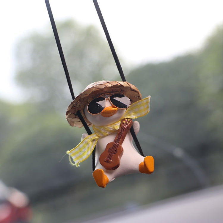 Car Cartoon Duck Rear View Mirror Interior Pendant(Drink Glasses Pink Hat Duck) - Ornaments by PMC Jewellery | Online Shopping South Africa | PMC Jewellery | Buy Now Pay Later Mobicred