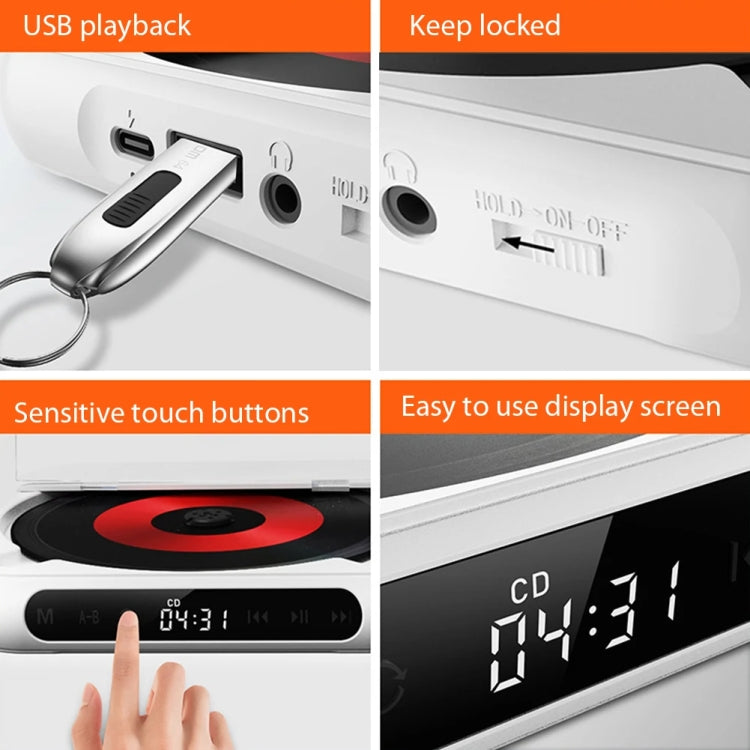 Kecag KC-918 Bluetooth CD Player Rechargeable Touchscreen Headphone Small Music Walkman(White) - free shipping - PMC TechLife - Order now!