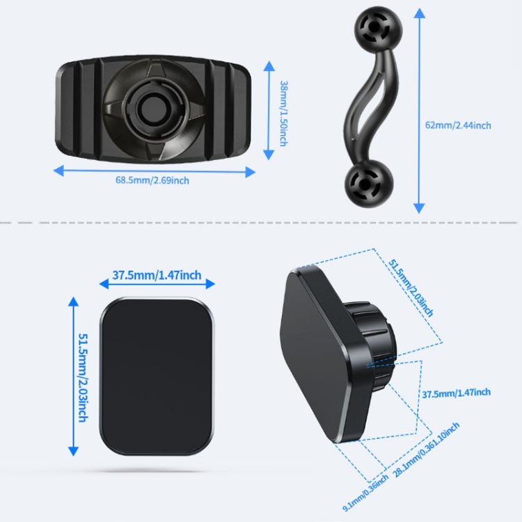 Double-headed 360 Degree Car Magnetic Mobile Phone Navigation Holder(Black) - Car Holders by PMC TechLife | Online Shopping South Africa | PMC TechLife | Buy Now Pay Later Mobicred