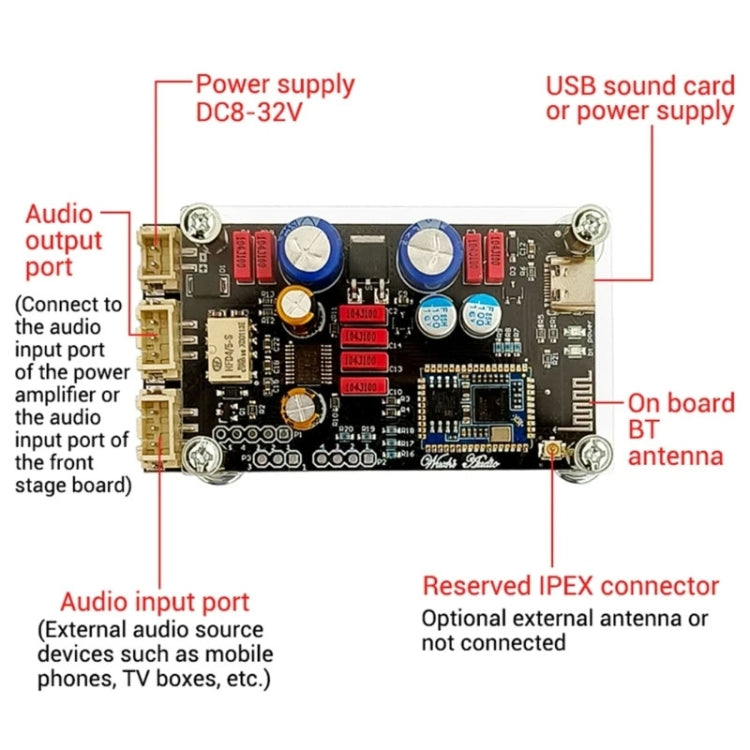 QCC5125 Bluetooth Lossless Decoder Board APTX Amplifier Wireless Receiver - Breadboard / Amplifier Board by PMC Jewellery | Online Shopping South Africa | PMC Jewellery | Buy Now Pay Later Mobicred