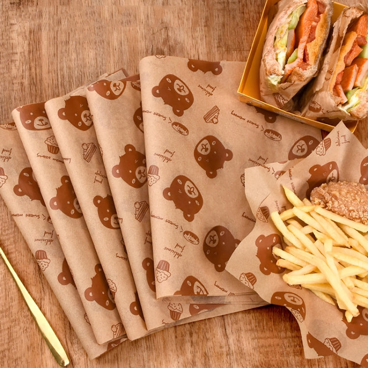 100sheets /Pack Bear Pattern Greaseproof Paper Baking Wrapping Paper Food Basket Liners Paper 25x25cm - Retail Packaging by PMc TechLife | Online Shopping South Africa | PMc TechLife | Buy Now Pay Later Mobicred