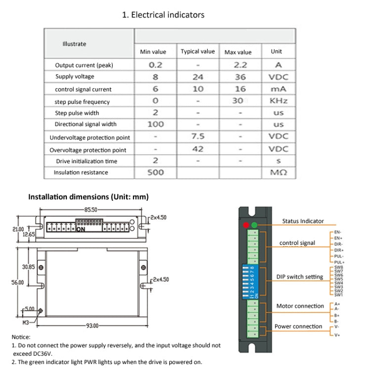 HANPOSE HPD332 2.2A 8-36V Stepper Motor Driver For 20 28 35 42 Motor - Parts by HANPOSE | Online Shopping South Africa | PMC TechLife | Buy Now Pay Later Mobicred
