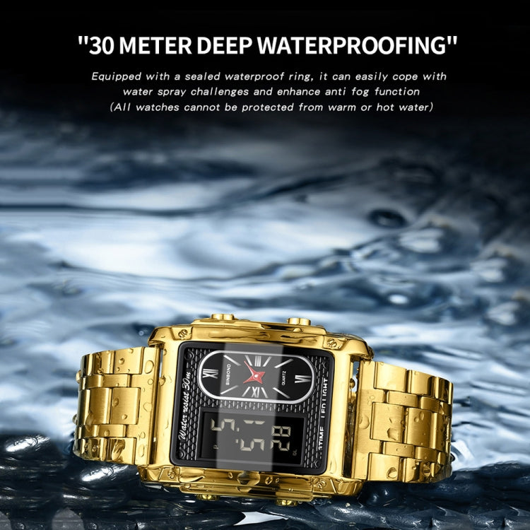 BINBOND B2311 30m Waterproof Men LED Luminous Multifunctional Quartz Watch, Color: Black Steel-Black - free shipping - PMC TechLife - Order now!