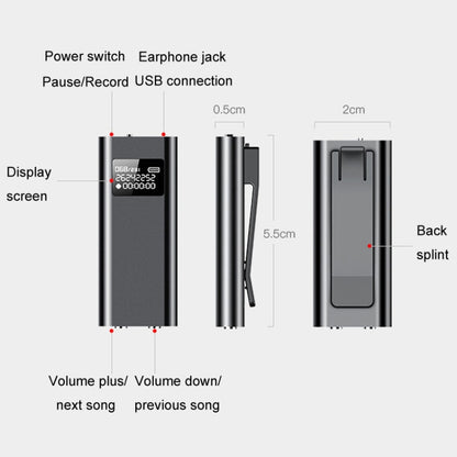 Q25 Intelligent Voice Recorder With Screen HD Noise Canceling Back Clip Voice Reporter, Size: 8GB(Black) - Recording Pen by PMC Jewellery | Online Shopping South Africa | PMC Jewellery | Buy Now Pay Later Mobicred