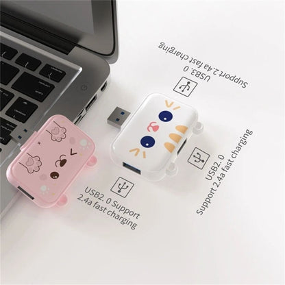 3 In 1 USB Hub For iPad / Phone Docking Station, Port: 3A USB3.0+USB2.0 x 2 Pink - USB 3.0 HUB by PMC Jewellery | Online Shopping South Africa | PMC Jewellery | Buy Now Pay Later Mobicred