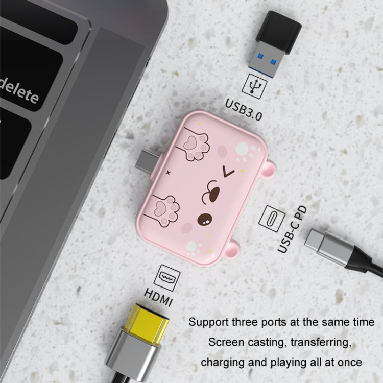 3 In 1 Type-C Docking Station USB Hub For iPad / Phone Docking Station, Port: 3H HDMI+PD+USB3.0 Pink - USB HUB by PMC TechLife | Online Shopping South Africa | PMC TechLife | Buy Now Pay Later Mobicred