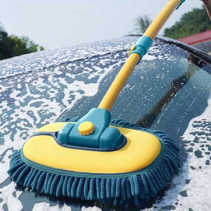 Curved Rod Car Wash Mop Retractable Cleaning Tool No Harm Car Special Soft Brush(Lake Green) - Car washing supplies by PMC Jewellery | Online Shopping South Africa | PMC Jewellery | Buy Now Pay Later Mobicred